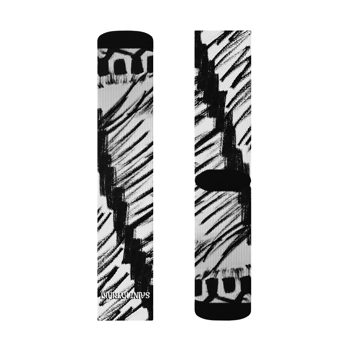Minimalist black ink marker drawing on fine cotton canvas panel by SAINT KYRIAKI Katie Chonacas. Features a sharp diagonal staircase dividing dense, high-contrast dark cross-hatch shading inspired by Ansel Adams.